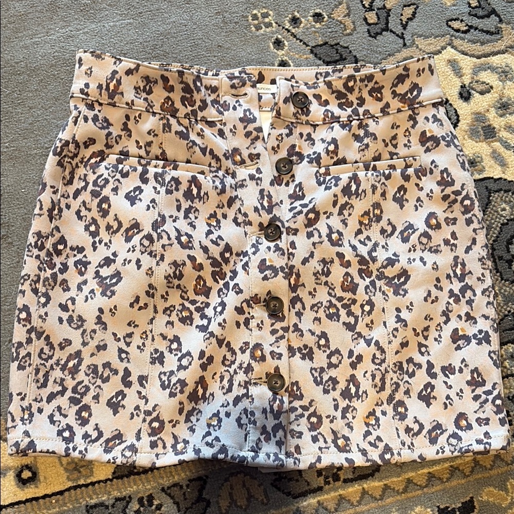 Leopard Print Button-Front Skirt